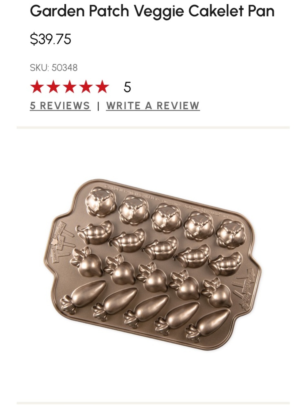 Nordic Ware Garden Patch Veggie Cakelet Pan in Bronze